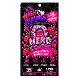 Pack of 3 Raspberry Gummies – Nerd Coated (THC)